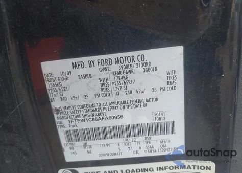 2010 Ford F-150 Fx2 Sport/Xl/Xlt from USA, damaged, VIN 1FTEW1C86AFA60956